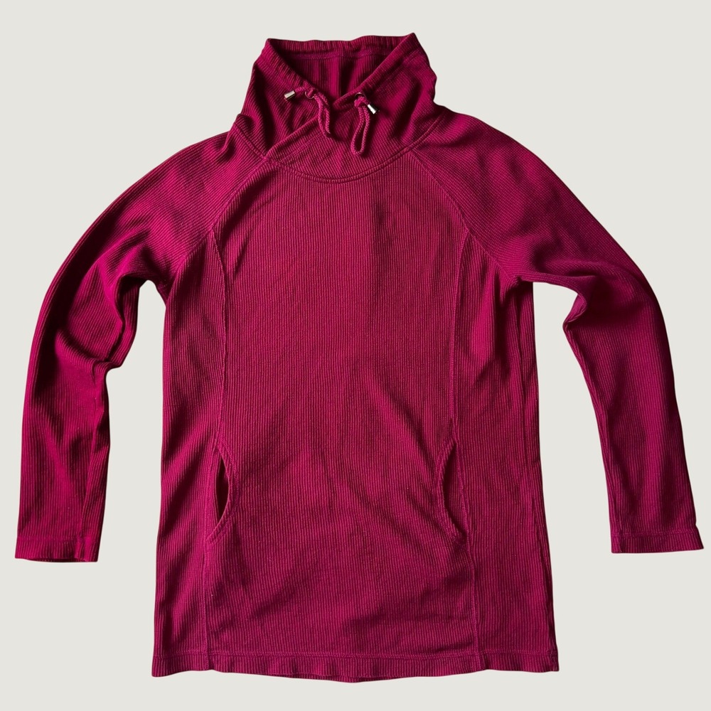 St Johns‎ Bay Active Burgundy Ribbed Cowl Neck Pullover Top Women Size M